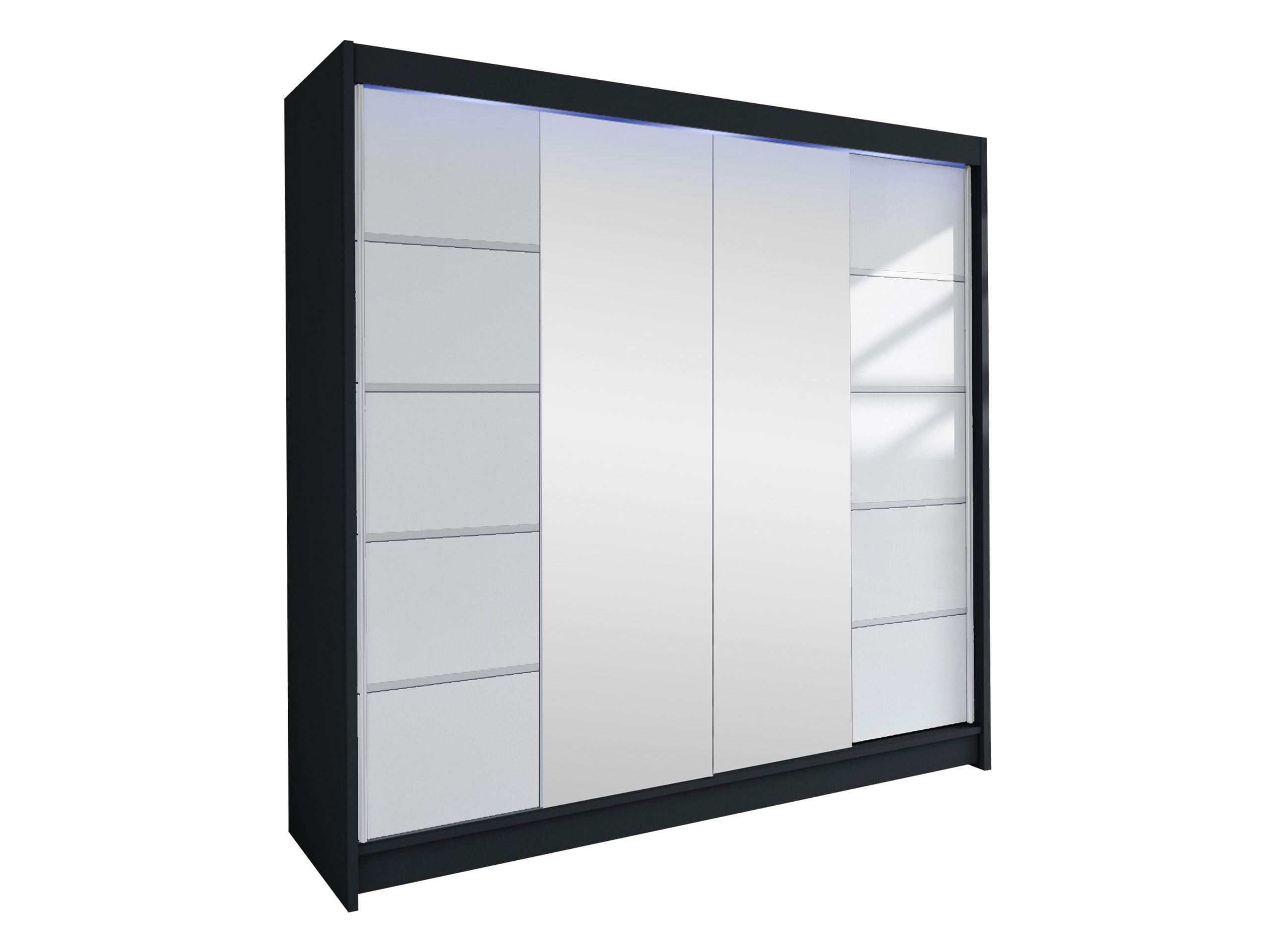 SCHWEBETÜRENSCHRANK Talin V, mit RGB LED Beleuchtung - Klar/Silberfarben, Holzwerkstoff/Metall (180/215/58cm) - MIRJAN24