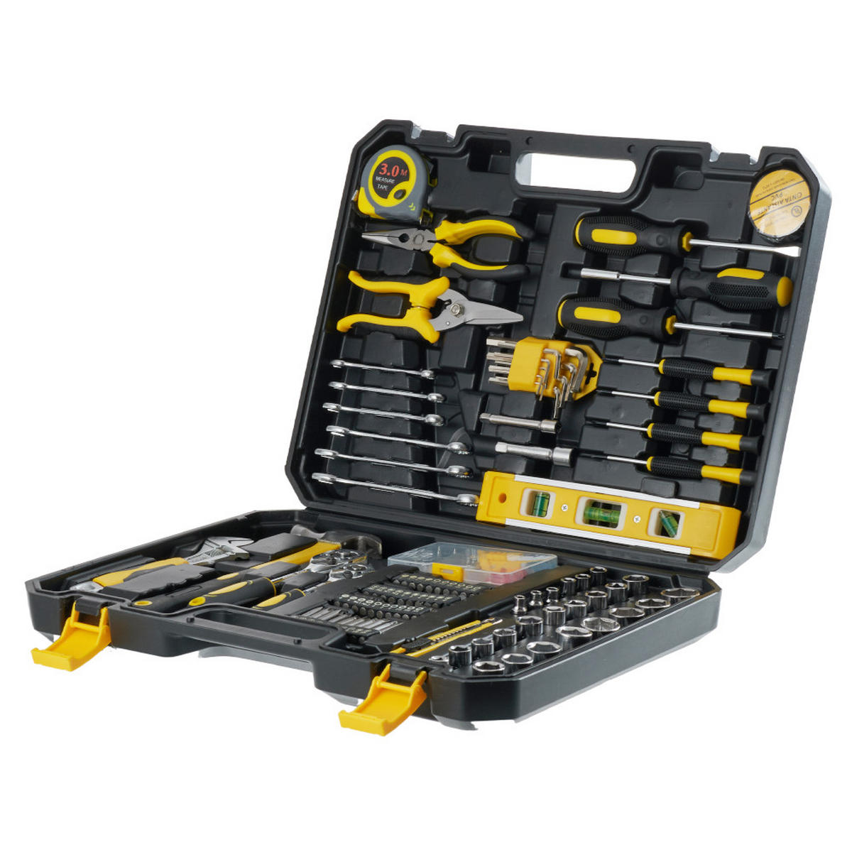 WERKZEUGSATZ 118-tlg. in Gelb/Schwarz Haushalts-Werkzeugset im Koffer aus Metall - Gelb, Metall (32/43/8cm) - Livingandhome