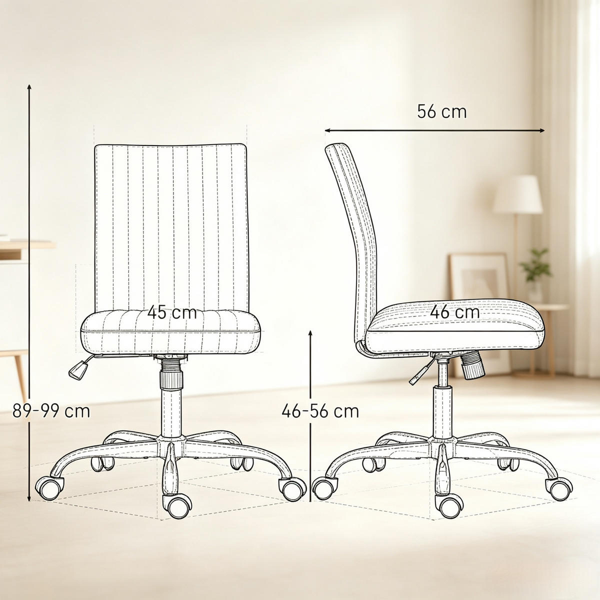 DREHSTUHL höhenverstellbar 360° drehbar 120 kg - Weiß, Textil (43/89/56cm) - Gisaae
