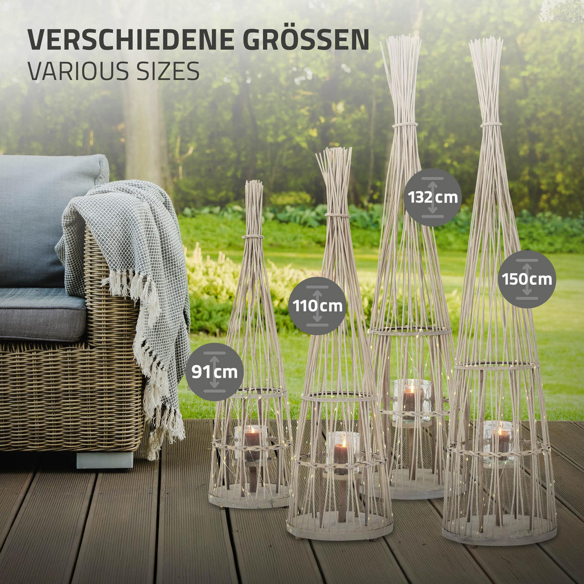 BAMBUSOVÁ LAMPION V: 91 cm, dřevěná barva, styl boho - přírodní, dřevo (26.5/91/26.5cm) - ECD-Germany