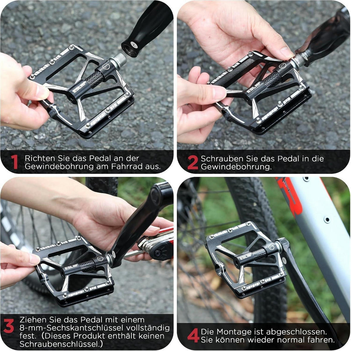 FAHRRADPEDALE Set 9/16 Zoll CNC Aluminium Leichtbauweise Schwarz - Schwarz, Metall (10/1.5/10.1cm)