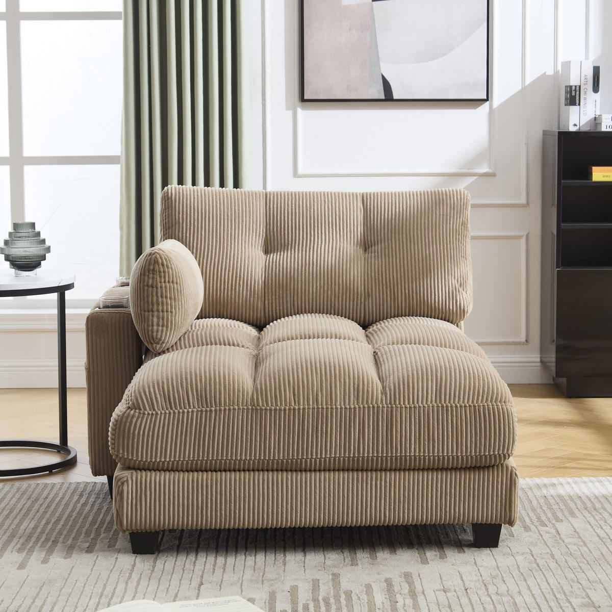 SOFABETT 140/112/81 cm Khaki - Taupe, Textil (112/81/140cm)