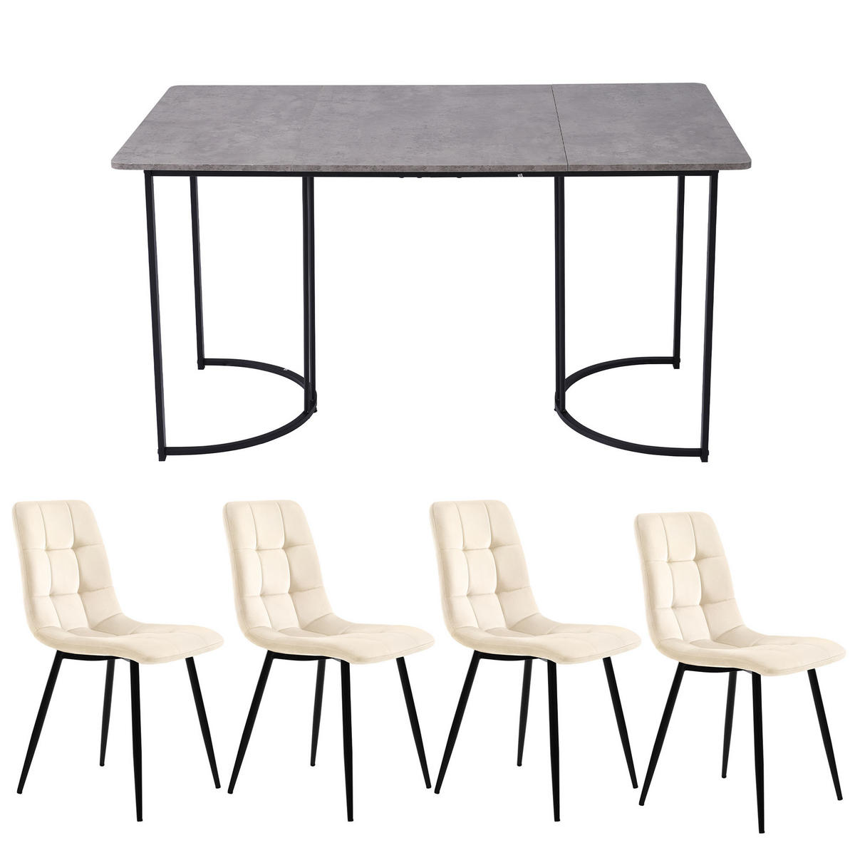 JÍDELNÍ SESTAVA 140x80cm MDF Šedá Béžová - béžová, kompozitní dřevo (140/75/80cm) - FLIEKS