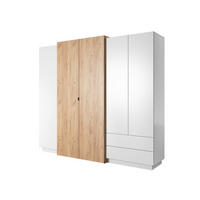 KLEIDERSCHRANK Viano H 230 cm Weiß / Eiche Craft Gold - mit Innenspiegel - Eichefarben/Weiß, Holz/Holzwerkstoff (230/202/52cm) - Ravio
