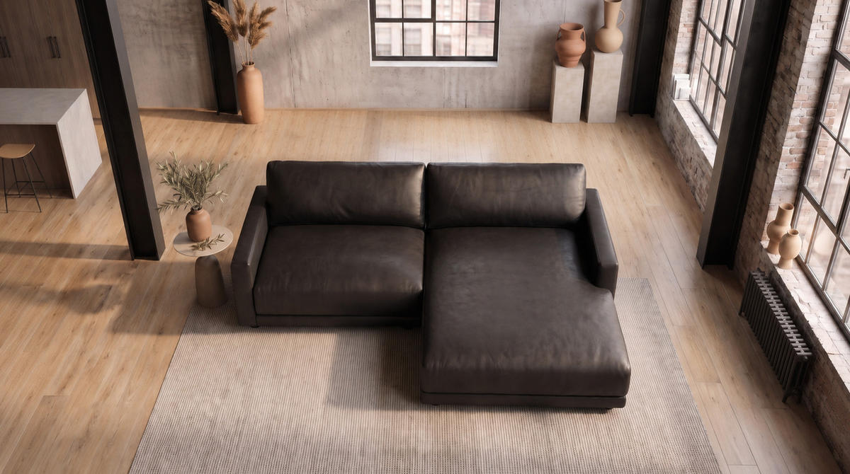 ECKSOFA MARLIN Schwarz Lederfaserstoff - Schwarz, Leder/Kunststoff (168/262cm) - KAWOLA