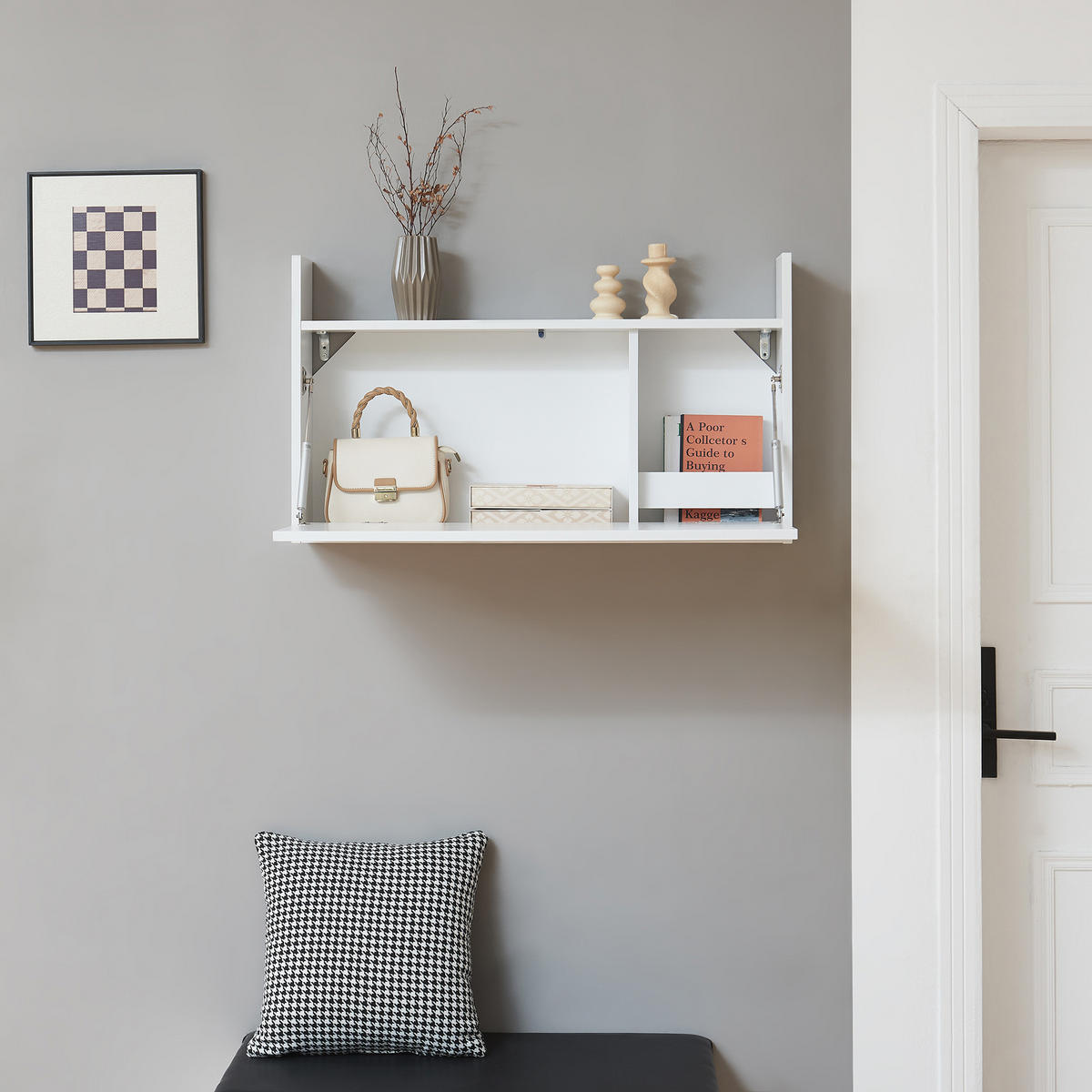 NÁSTĚNNÝ STŮL Rautalampi - bílá, kompozitní dřevo (83/48/14.5cm) - [en.casa]