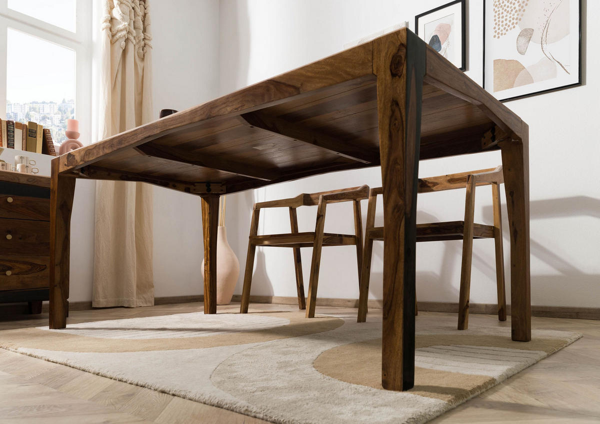 ESSTISCH Sheesham 160x85x77 dunkelbraun lackiert ANCONA #216 - Dunkelbraun, Holz (160/85/77cm) - Massivmoebel24