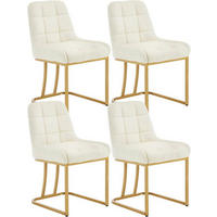 ESSZIMMERSTUHL 4er Set Beine in Bogenform, Samt, Creme - Goldfarben/Creme, Kunststoff/Textil (47.5/84/57.5cm) - Woltu