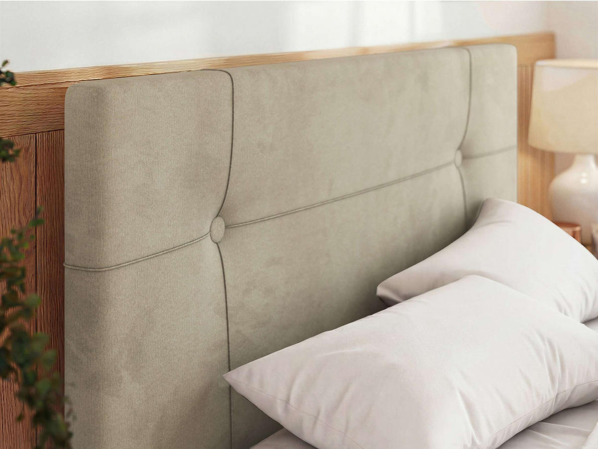 ČALÚNENÁ POSTEĽ CALERIO CLASSIC 140/200 - Béžová Samet - Matrac Multipocket - čierna/béžová, textil/plast (140/200cm) - MKS