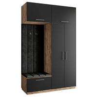 GARDEROBENSCHRANK REMA 150/240/60 cm Modern Eichefarben - Eichefarben/Schwarz, Holzwerkstoff (150/240/60cm) - MASSENO