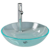 WASCHBECKEN mit Waschtischarmatur Lavigne 42/42/13 cm - Transparent, Keramik (42/13/42cm) - Nettlife