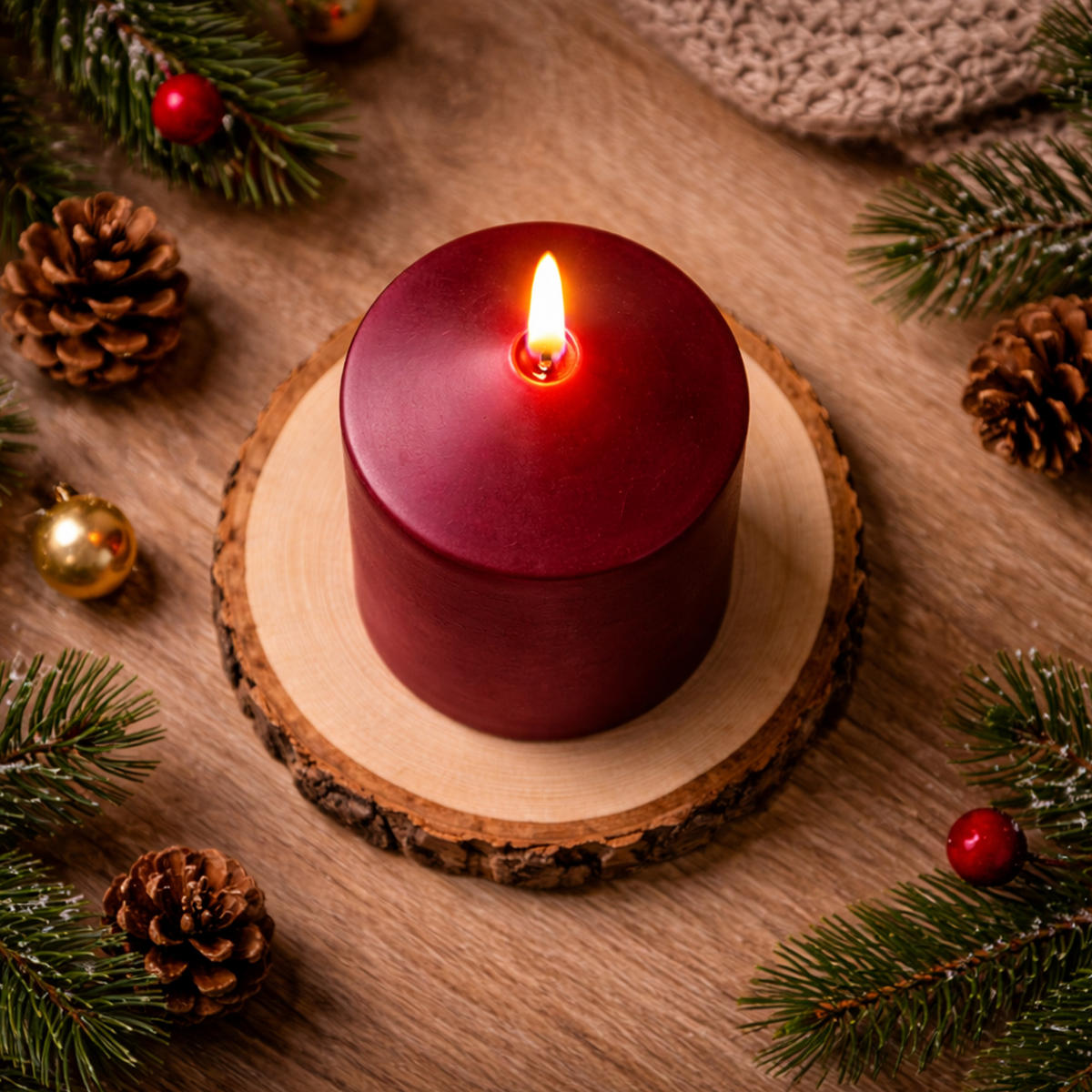 STUMPENKERZEN Ø8cm x 15cm Rubinrot (2er Pack) - Rot, Naturmaterialien (15cm) - HS Candle