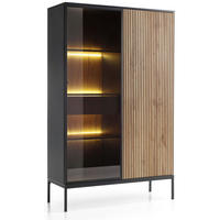 VITRINENSCHRANK 160 cm Haller, Led, Schubladen, Braun - Braun, Holz (104/166/39cm) - Emporius