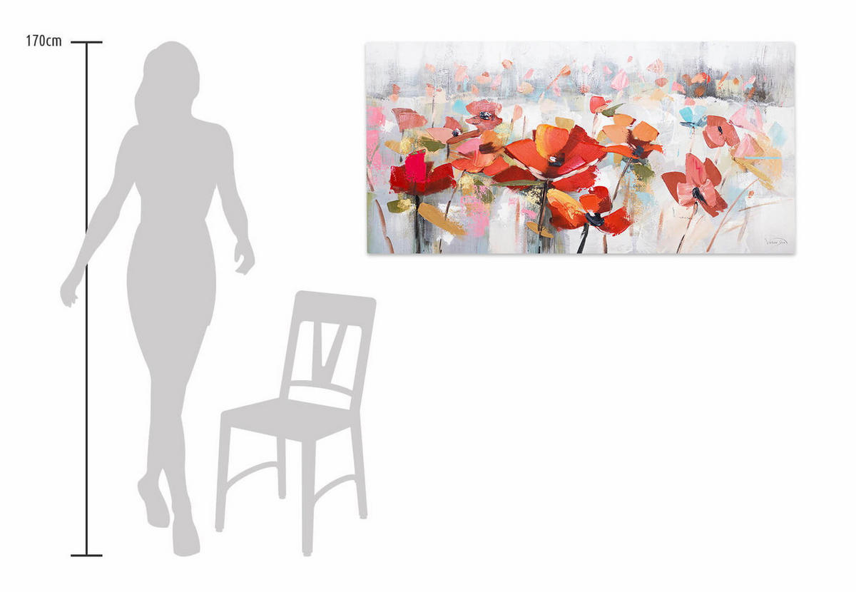 ÖLGEMÄLDE 120/60 cm - Rot/Grau, Holz/Textil (1.7/60cm) - KUNSTLOFT