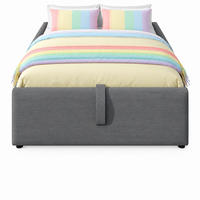 POLSTERBETT 90/190 mit Bettkasten, USB/Type-C und Vollholz-Lattenrost ohne Kopfteil in Grau - Grau, Holzwerkstoff/Textil (90/190cm) - EVRYAE