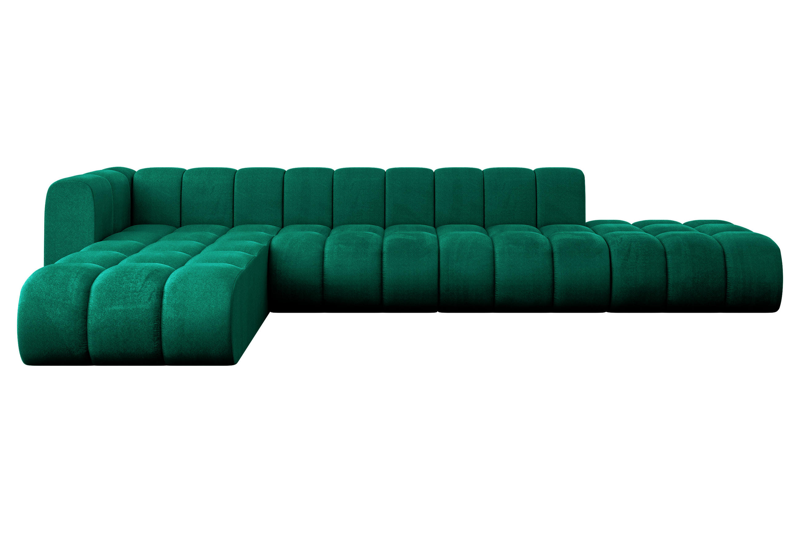 ECKSOFA modulares Sofa Zuvon-L2 - 387x177x70 cm Grün - Dunkelgrün, Holzwerkstoff/Textil (387/177cm) - ALTDECOR
