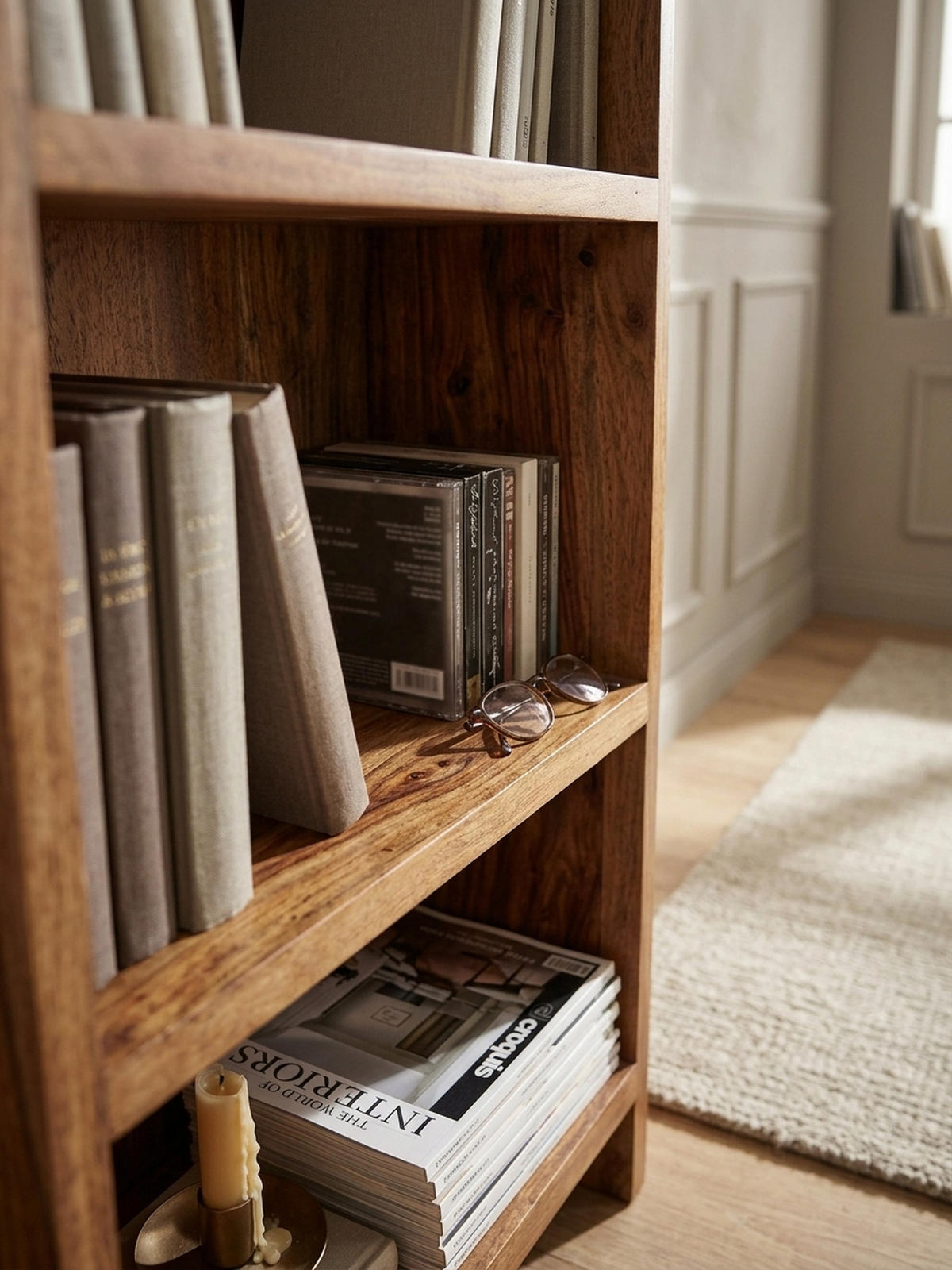 CD-REGAL Massivholz Pflegeleicht 90cm, Braun 30x17x90 cm - Braun, Holz (30/90/17cm) - KADIMA DESIGN