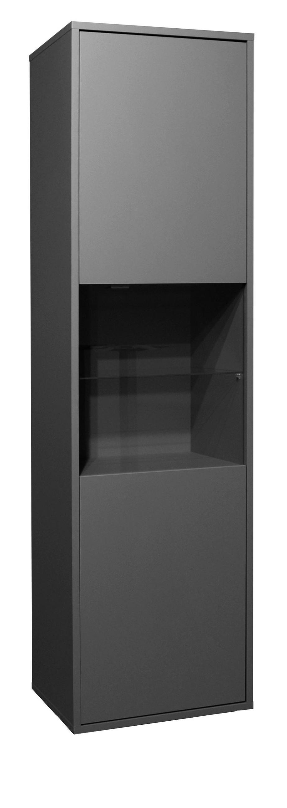 VITRINE Erna 51x45x182 Anthrazit matt Lack - Grau, Holzwerkstoff (51/182/45cm) - 58aufmkessel