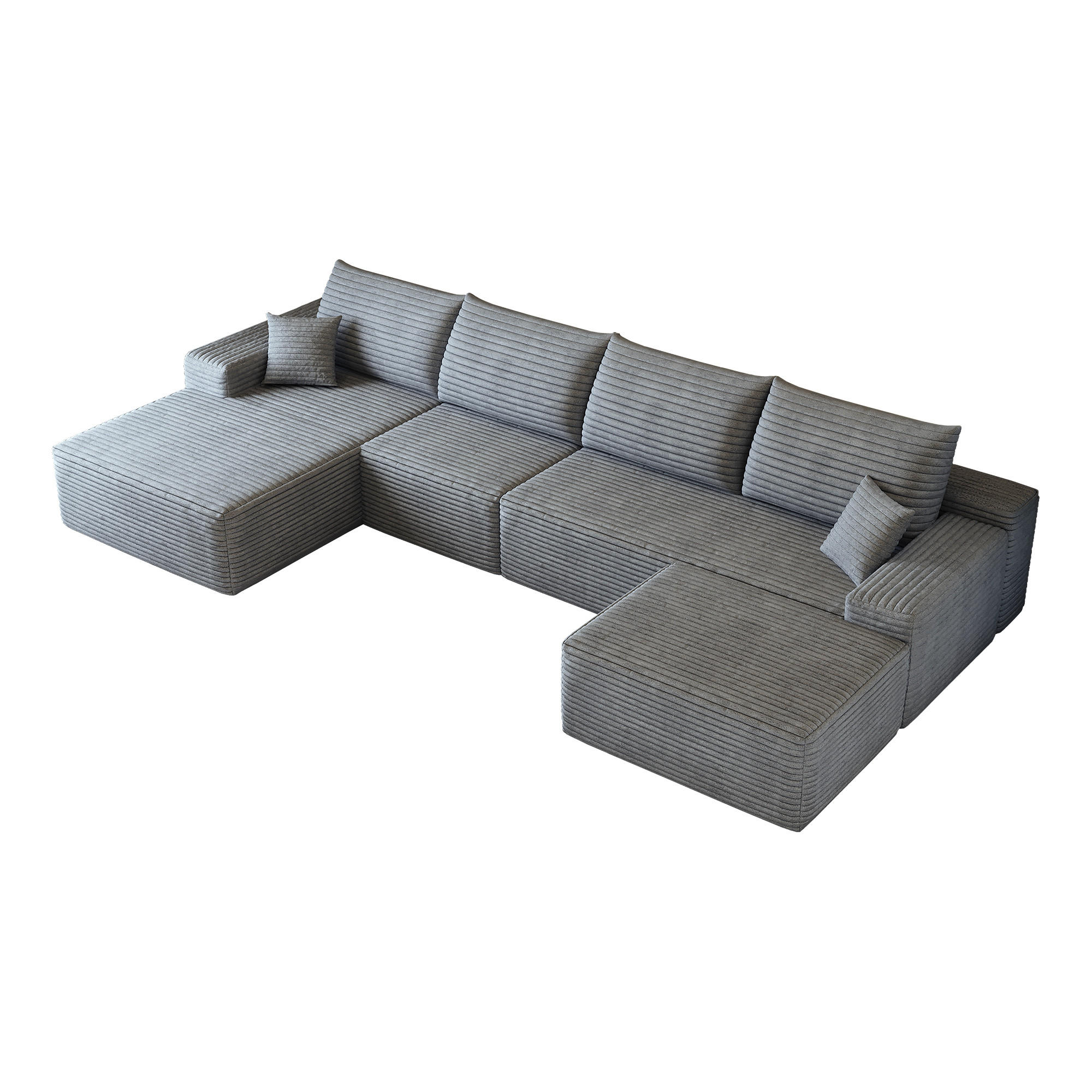 WOHNLANDSCHAFT DE-34857 U-Form 3-Sitzer Chaiselongue links Grau - Grau, Textil (175/83/270cm) - ComfortXL