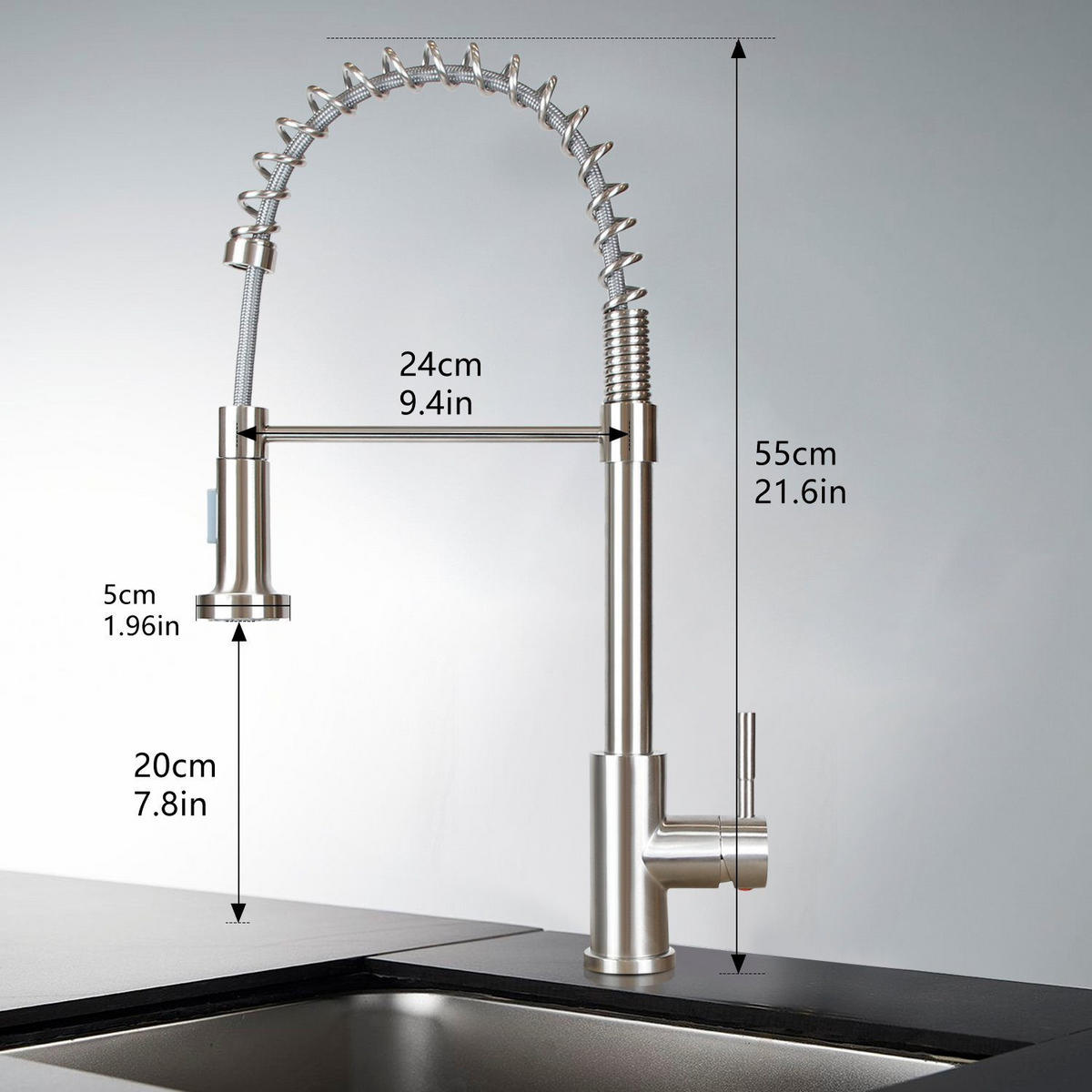 KÜCHENARMATUR Tauvin 5/55/25 cm - Silberfarben, Metall (5/55/25cm) - ZMH