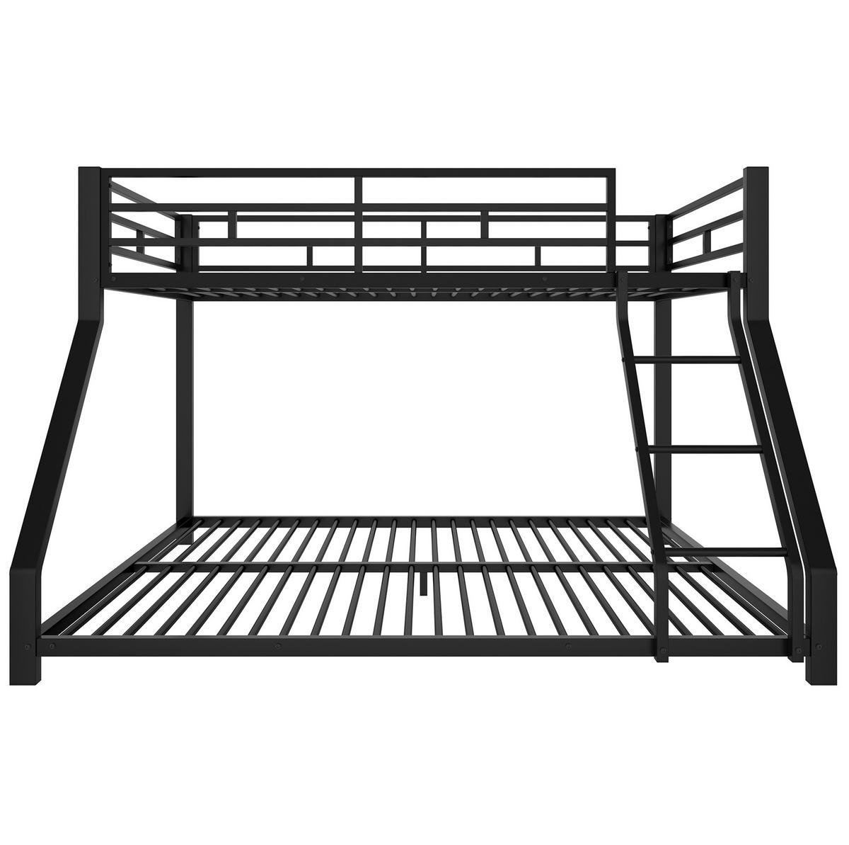 ETAGENBETT aus Metall 90x200 cm und 140x200 cm Schwarz mit Treppe, Geländer und EN747-Zertifizierung - Schwarz, Metall (90/200cm) - Modfu