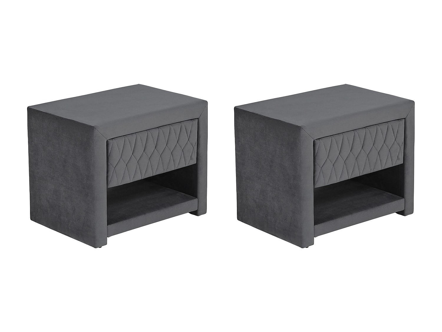 NACHTTISCH - 50 cmcm x 35 cmcm - Samt, Stoff - Anthrazitgrau - DANIELE - Anthrazit, Textil (50/41/35cm) - Vente-Unique