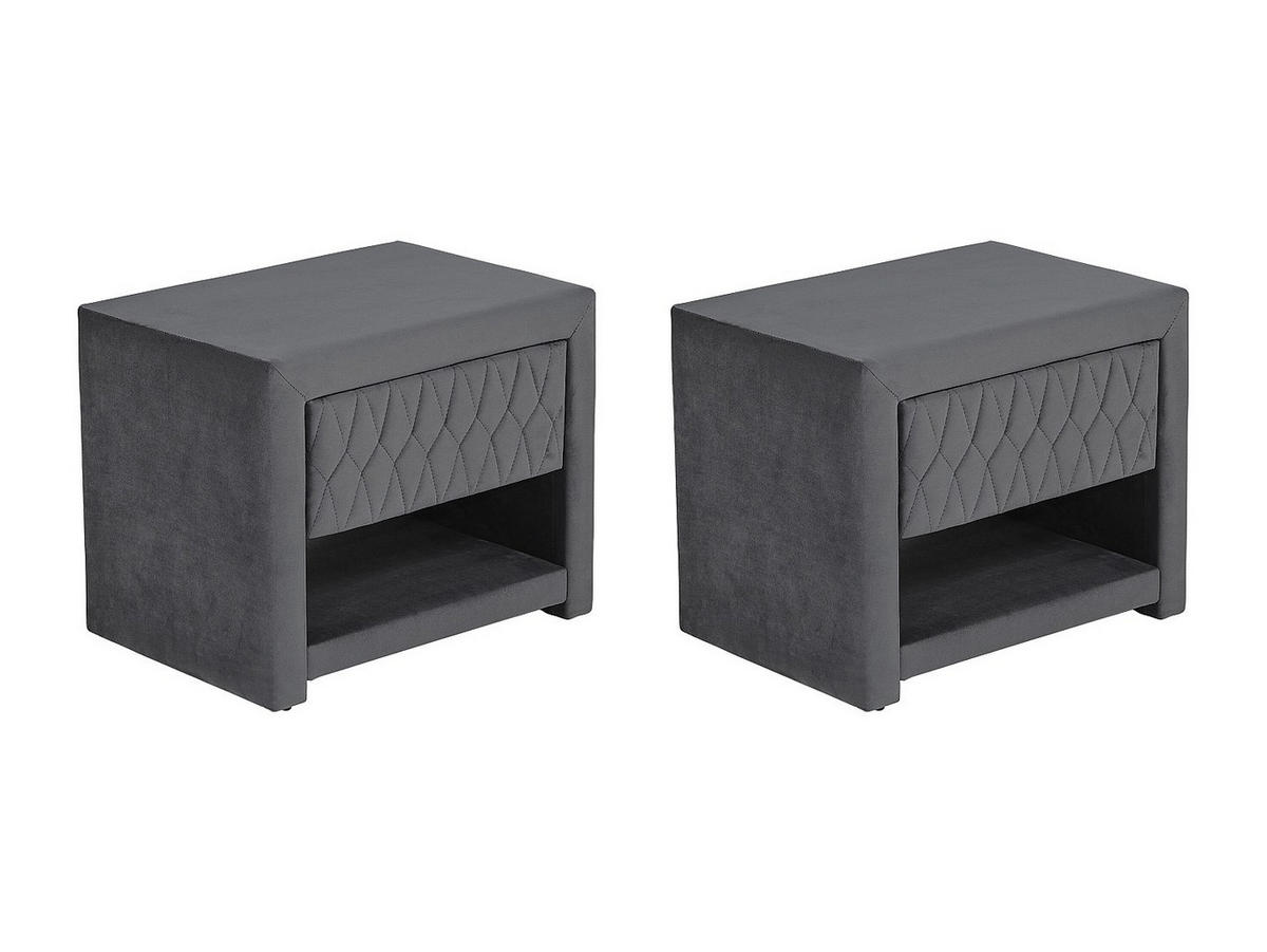 NACHTTISCH - 50 cmcm x 35 cmcm - Samt, Stoff - Anthrazitgrau - DANIELE - Anthrazit, Textil (50/41/35cm) - Vente-Unique