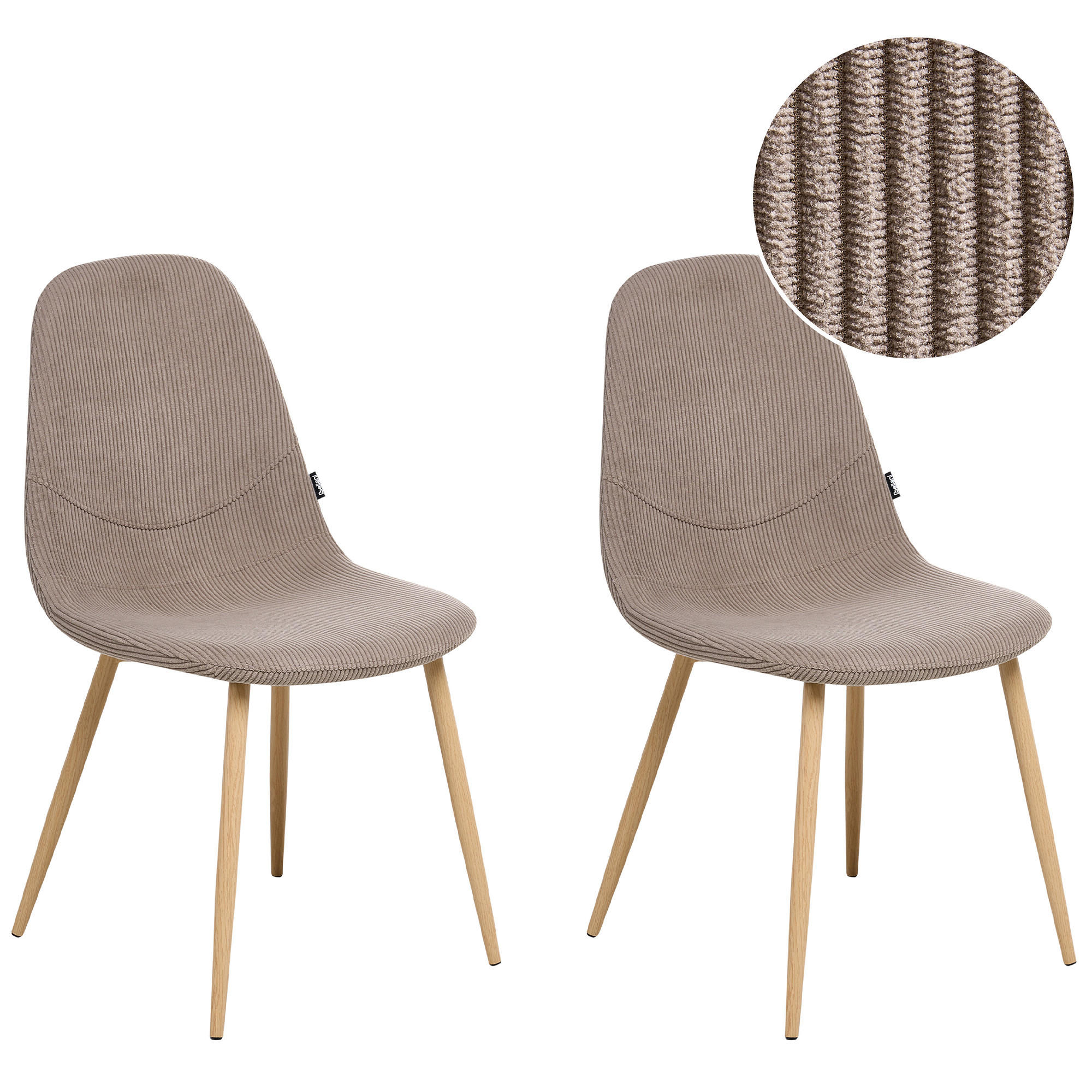 ESSZIMMERSTUHL 2er-Set Beige Hilden - Taupe/Braun, Textil (43/84/52cm) - Beliani