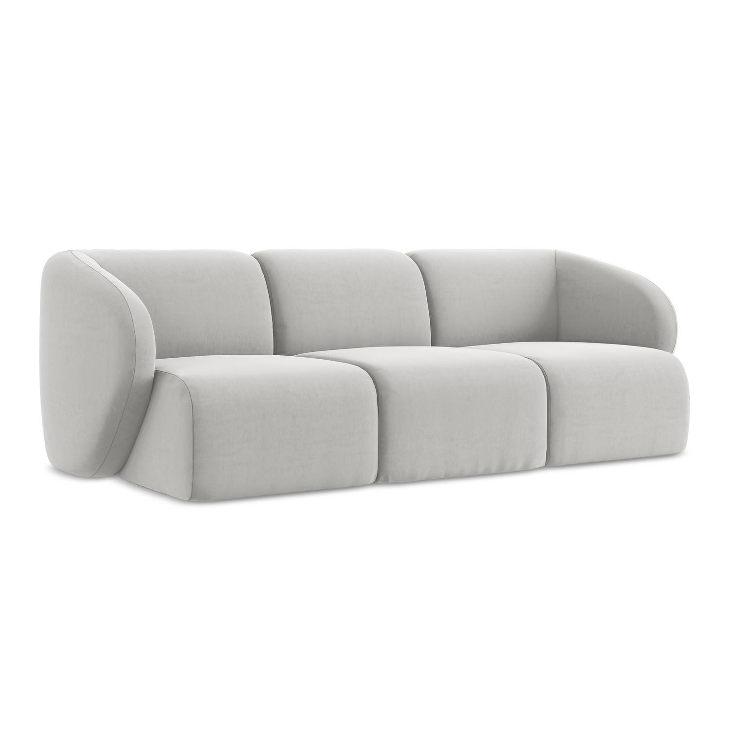 3-SITZER SOFA Samt Stoff Grau - Silberfarben/Schwarz, Holzwerkstoff/Kunststoff (244/75/94cm) - LaMiaSofa