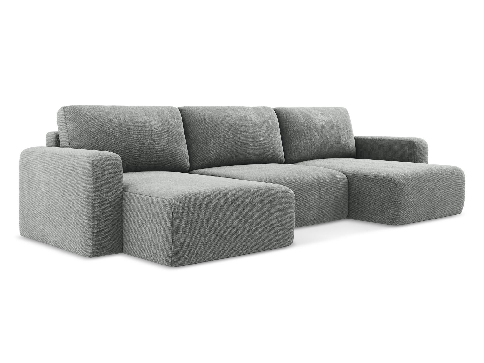 WOHNLANDSCHAFT Chenille Stoff Grau - Blau/Schwarz, Kunststoff/Textil (332/79/149cm) - Makamii
