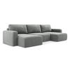 WOHNLANDSCHAFT Chenille Stoff Grau - Blau/Schwarz, Kunststoff/Textil (332/79/149cm) - Makamii