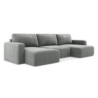 WOHNLANDSCHAFT Chenille Stoff Grau - Blau/Schwarz, Kunststoff/Textil (332/79/149cm) - Makamii