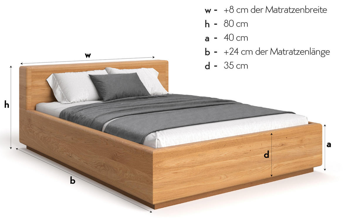 MASSIVHOLZBETT Calma Line aus Eiche mit Bettkasten 160x220 cm - Eichefarben/Naturfarben, Holz (160/220cm) - Danzz