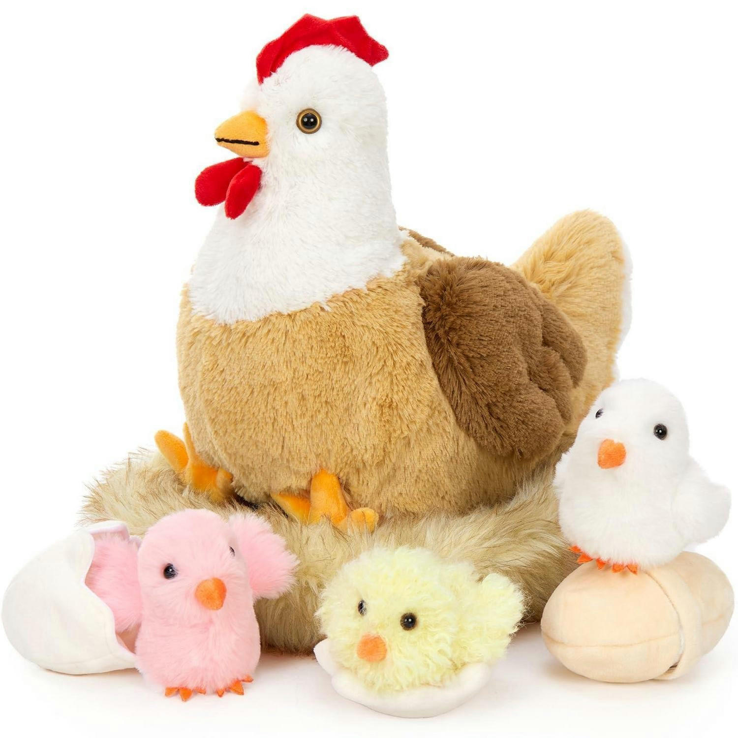 PLÜSCHTIER 7-teiliges Set mit Huhn und Küken 36 cm - Multicolor, Textil (30/36cm)