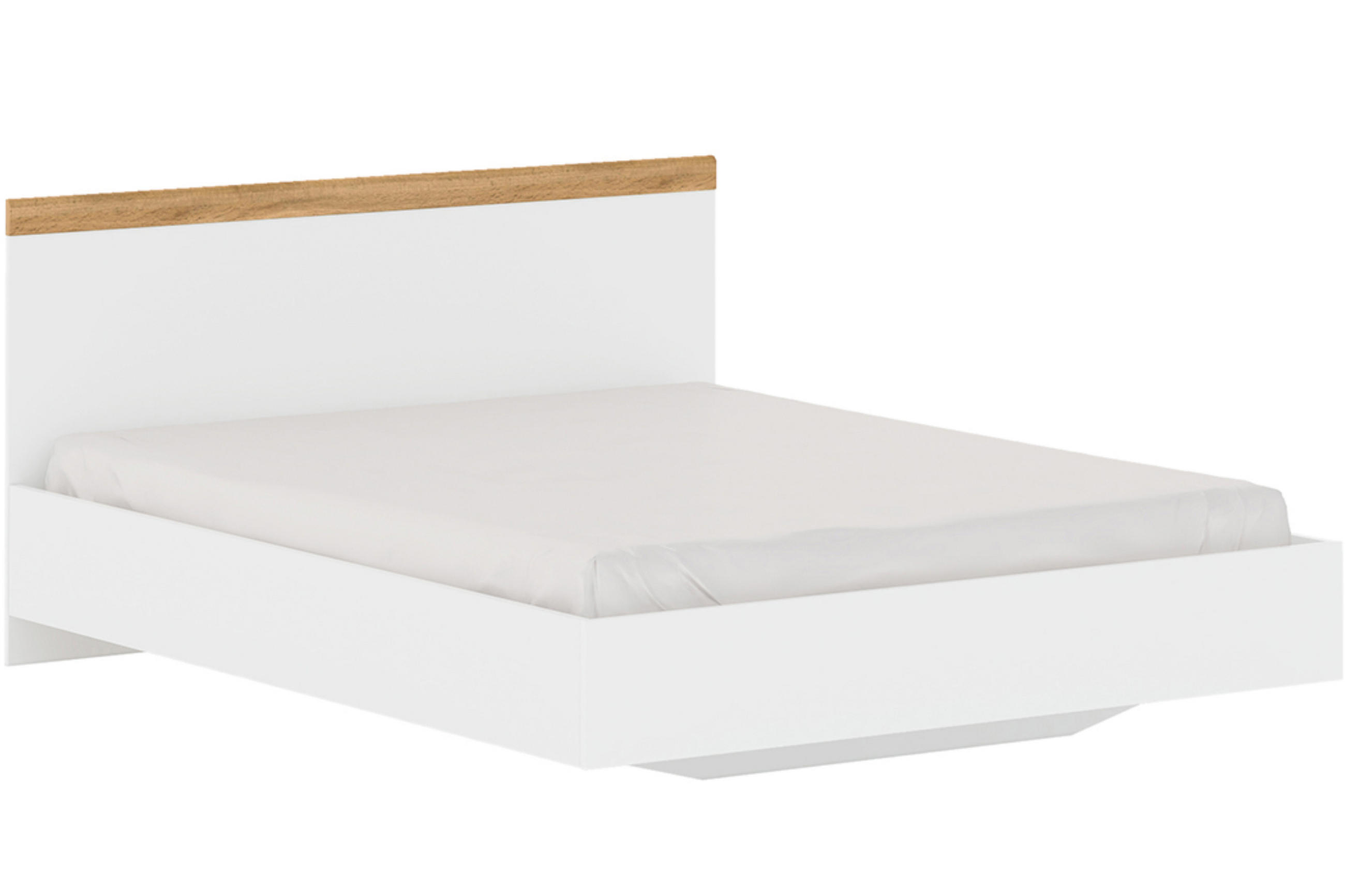 BETTGESTELL DAMINO 160x200 cm, weiß - Eiche Wotan/Weiß, Holz - KONSIMO®