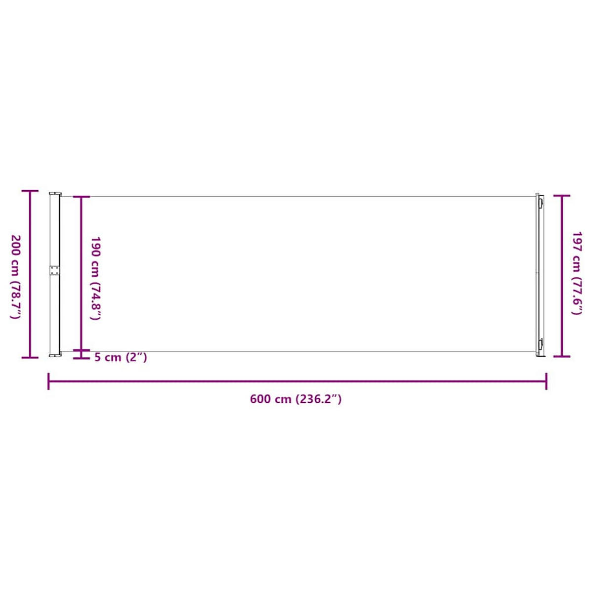 SEITENMARKISE Ausziehbar 200/600 Cm Creme - Creme, Textil (600/200/600cm) - vidaXL