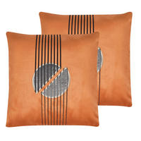 DEKOKISSEN 2er-Set Orange 45/45 cm Ceropegia - Orange, Textil (45/45cm) - Beliani