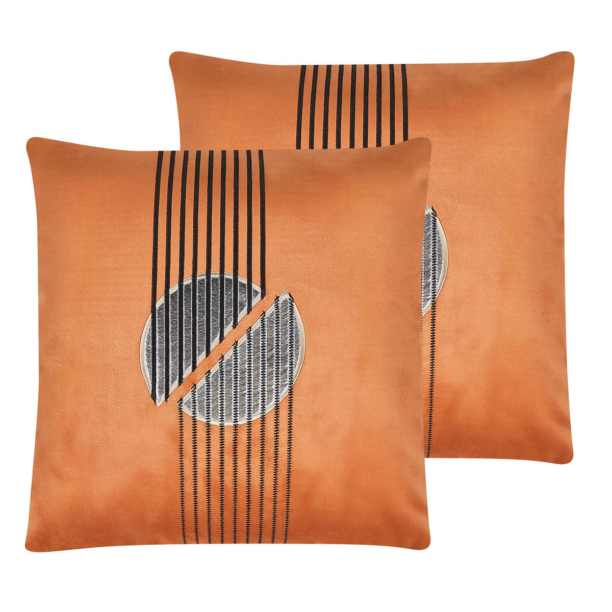 DEKOKISSEN 2er-Set Orange 45/45 cm Ceropegia - Orange, Textil (45/45cm) - Beliani