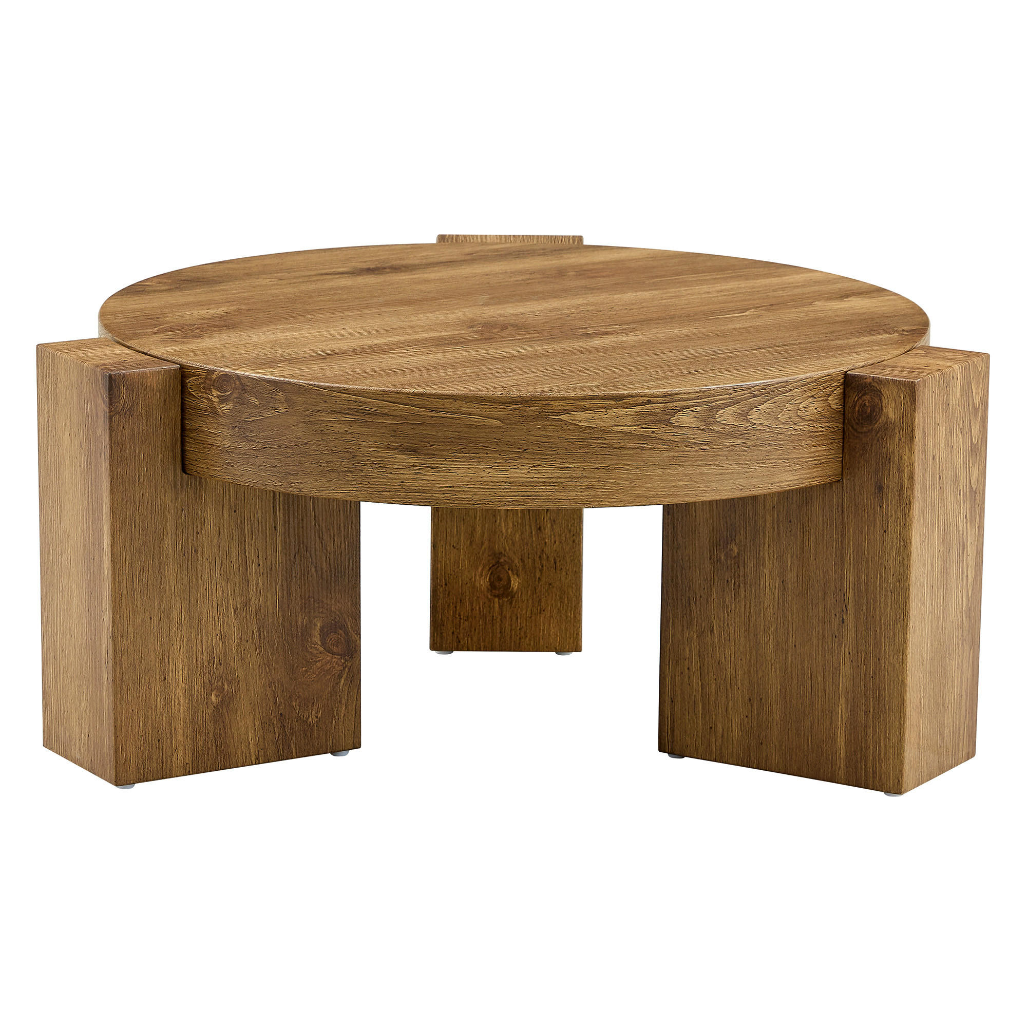 COUCHTISCH-SET 61/61/30 cm Holzoptik aus Holzwerkstoff und Sicherheitsglas mit trennbarem 2-in-1 Design - Naturfarben, Holzwerkstoff (61/61/36cm) - OKWISH