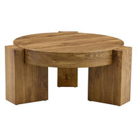 COUCHTISCH-SET 61/61/30 cm Holzoptik aus Holzwerkstoff und Sicherheitsglas mit trennbarem 2-in-1 Design - Naturfarben, Holzwerkstoff (61/61/36cm) - OKWISH