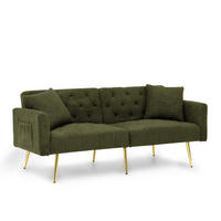 SOFA 2-Sitzer mit verstellbarer Rückenlehne, 2 Kissen, Grün - Grün, Holzwerkstoff (177/74/78cm) - Meubliv