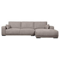 ECKSOFA Webstoff Beige - Beige/Schwarz, Holz/Textil (305/105cm) - Furnhouse
