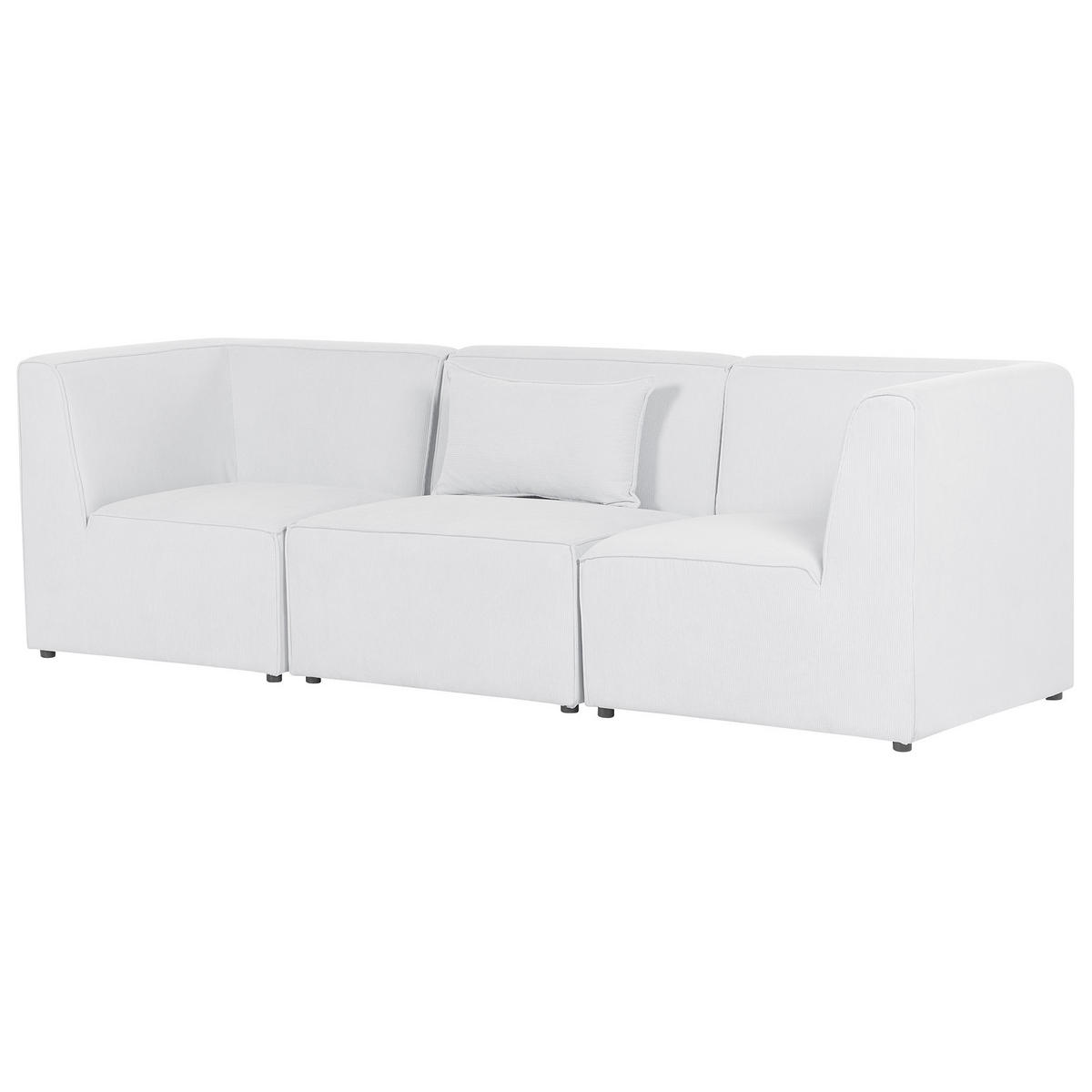 3-SITZER-SOFA Cord cremeweiß Lemvig - Weiß, Textil (250/78/83cm) - Beliani