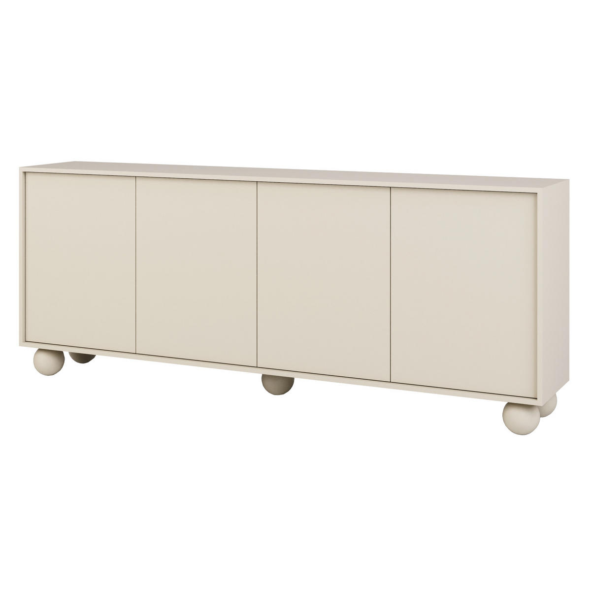 KOMODA Adel se 4 dvířky a kulatými nožkami, 204 cm, bezúchytková, kašmír - kašmírová, kompozitní dřevo (204/81/38cm) - Beautysofa