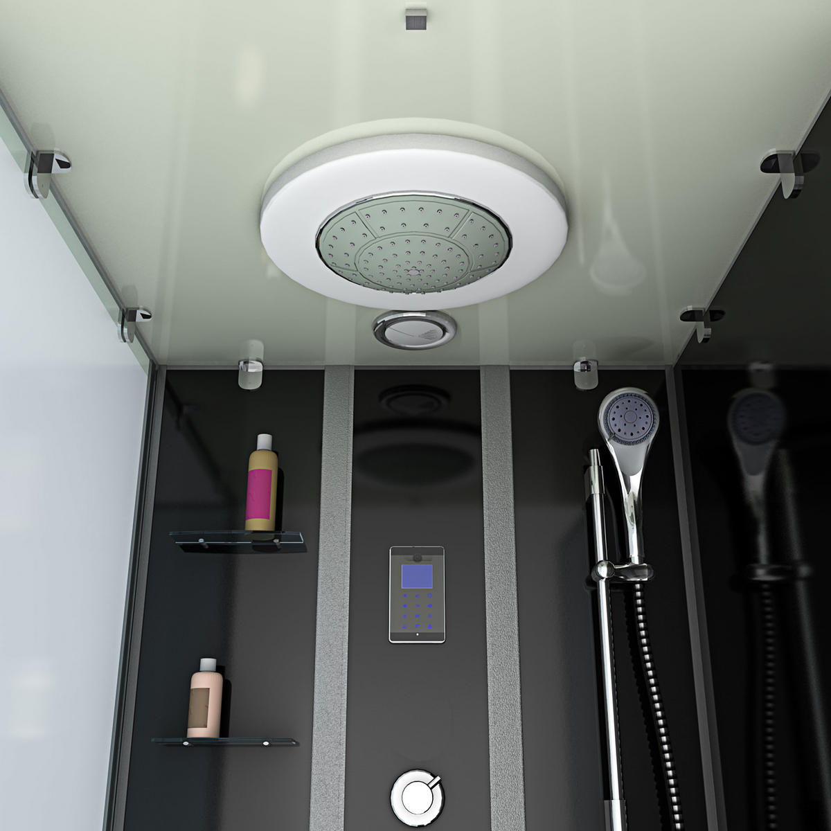 WHIRLPOOL Dusche Kombination K05-R31-WP 90x180 cm - Schwarz, Glas/Kunststoff (180/225/90cm) - AcquaVapore by Sandra Jentho