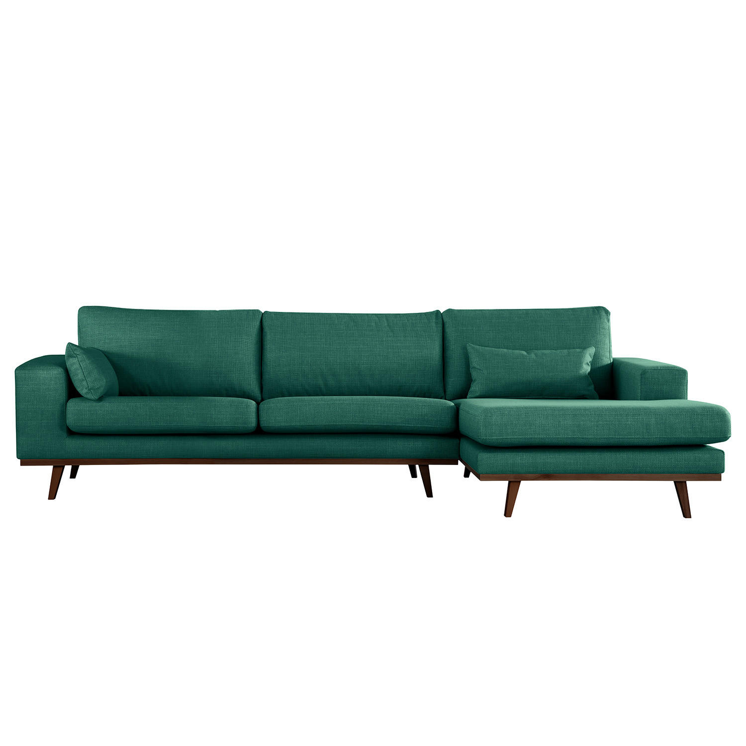 ECKSOFA mit Longchair - Dunkelgrün/Buchefarben, Textil (281/153cm) - home24