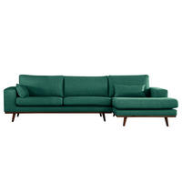 ECKSOFA mit Longchair - Dunkelgrün/Buchefarben, Textil (281/153cm) - home24