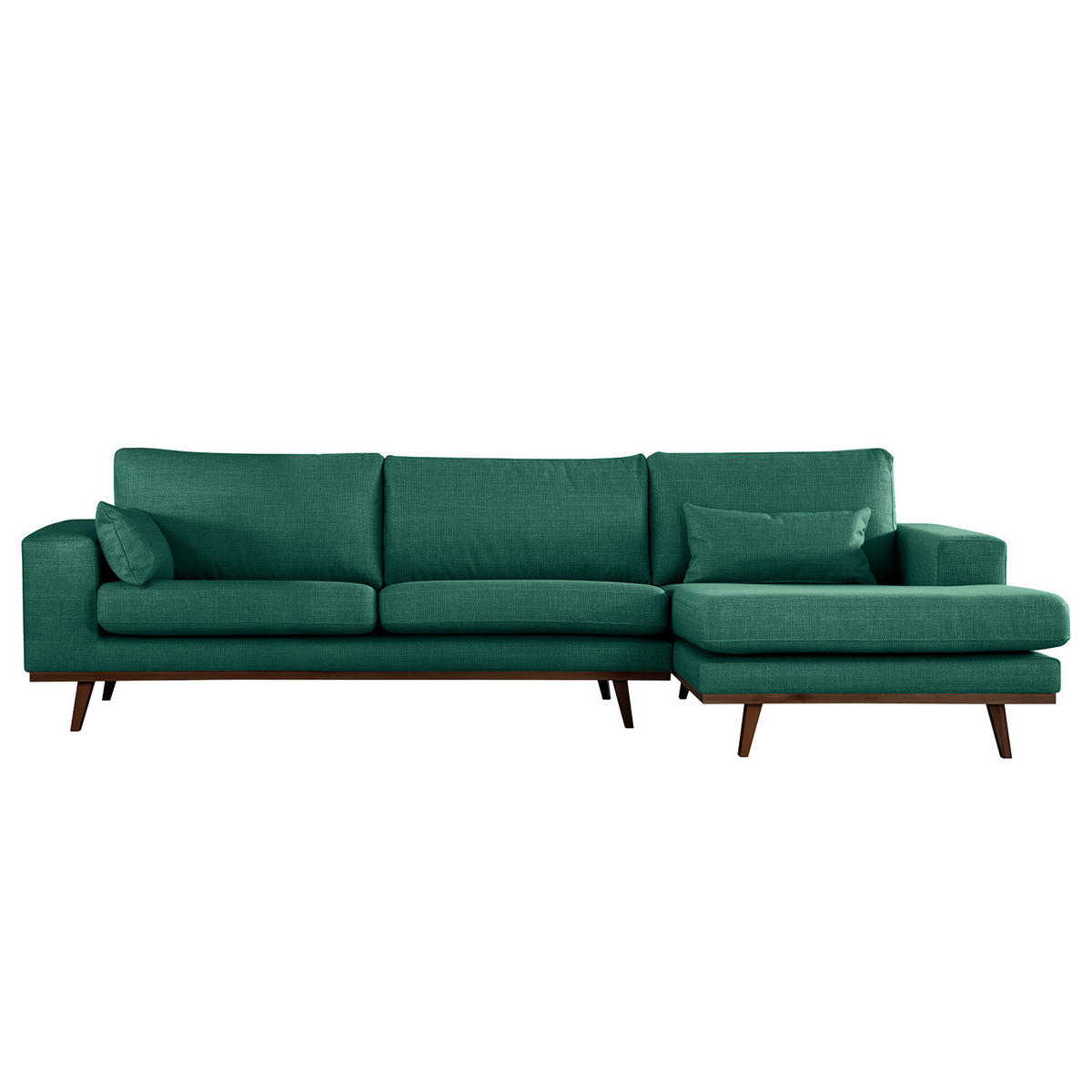 ECKSOFA mit Longchair - Dunkelgrün/Buchefarben, Textil (281/153cm) - home24