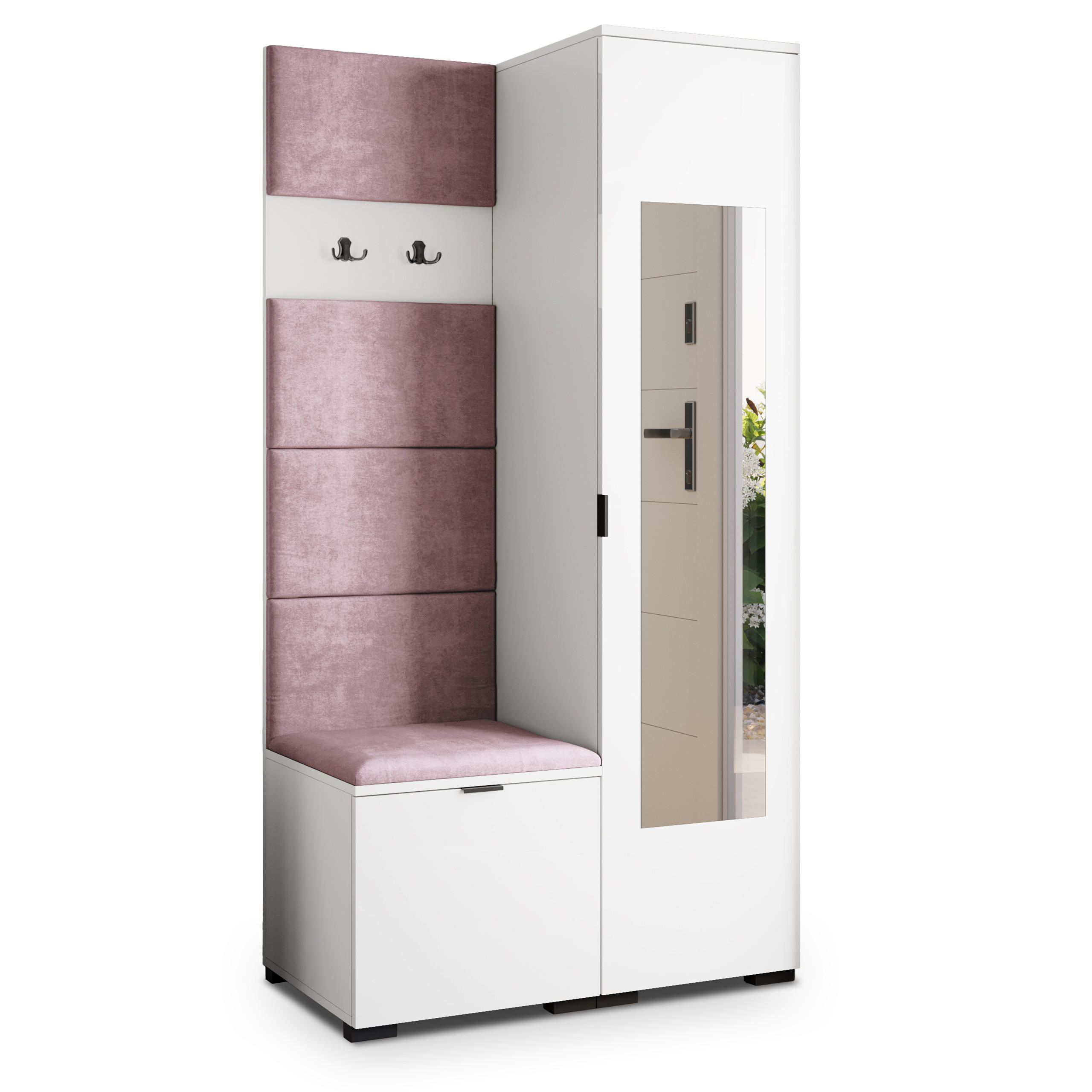 Masseno Garderobenschrank Weiß, Lila 95x181x51 cm