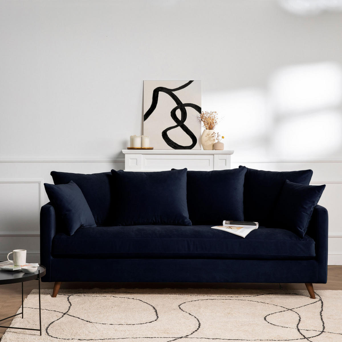 BETTSOFA - Navy blau - Dunkelblau, Textil (213/86/95cm) - Drawer